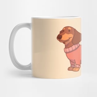 Chocolate & tan dachshund wearing a red sweater Mug